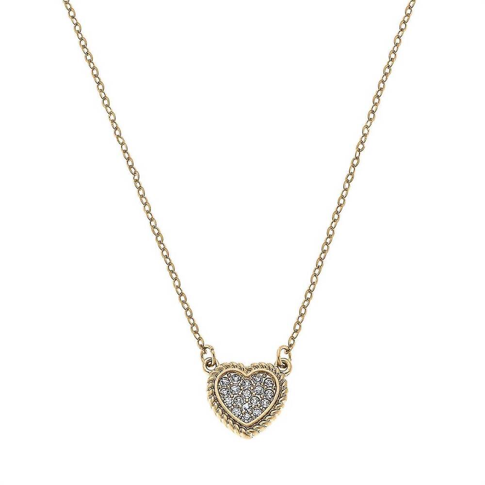 NEW CANVAS STYLE women's corrine pavé heart charm necklace in worn gold